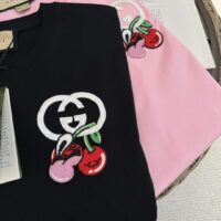 Gucci GG Women Cotton Jersey T-Shirt Patch Black Crewneck Short Sleeves (4)