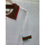 Gucci GG Women Cotton Lace Polo T-Shirt White Short Sleeves - Image 5