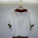 Gucci GG Women Cotton Lace Polo T-Shirt White Short Sleeves - Image 3