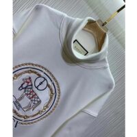 Gucci GG Women Jersey Sweatshirt Embroidery White Cotton Turtleneck Dropped Shoulder (3)