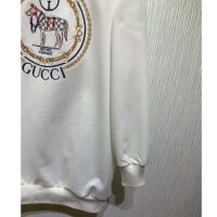 Gucci GG Women Jersey Sweatshirt Embroidery White Cotton Turtleneck Dropped Shoulder (3)