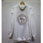 Gucci GG Women Jersey Sweatshirt Embroidery White Cotton Turtleneck Dropped Shoulder - Image 2