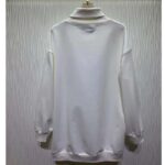 Gucci GG Women Jersey Sweatshirt Embroidery White Cotton Turtleneck Dropped Shoulder - Image 3