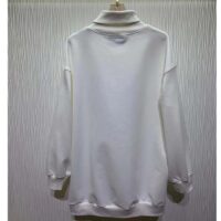 Gucci GG Women Jersey Sweatshirt Embroidery White Cotton Turtleneck Dropped Shoulder (3)