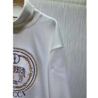 Gucci GG Women Jersey Sweatshirt Embroidery White Cotton Turtleneck Dropped Shoulder (3)