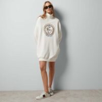 Gucci GG Women Jersey Sweatshirt Embroidery White Cotton Turtleneck Dropped Shoulder (3)