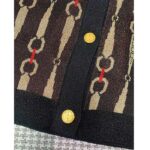 Gucci GG Men Lamé Horsebit Jacquard Cardigan Brown V-Neck - immagine 7