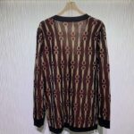 Gucci GG Men Lamé Horsebit Jacquard Cardigan Brown V-Neck - immagine 3