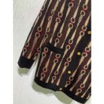 Gucci GG Men Lamé Horsebit Jacquard Cardigan Brown V-Neck - immagine 5