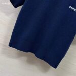 Gucci GG Women Wool Top Gucci Intarsia Navy Crewneck Short Sleeves - Image 6