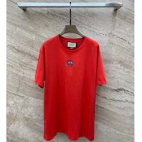 Gucci Men Cotton Jersey T-Shirt Embroidery Eyes Red Crewneck Short Sleeves (2)