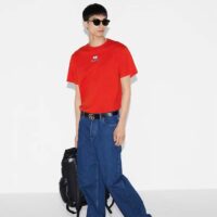 Gucci Men Cotton Jersey T-Shirt Embroidery Eyes Red Crewneck Short Sleeves (2)