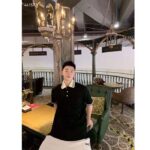 Gucci Men Cotton Piquet Polo Interlocking G Black Side Vents Short Sleeves - Image 11