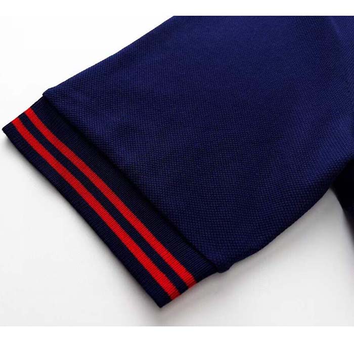 Gucci Men Cotton Piquet Polo Interlocking G Side Vents Short Sleeves