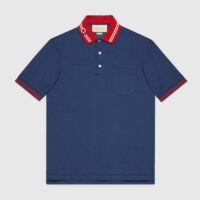 Gucci Men Cotton Piquet Polo Interlocking G Side Vents Short Sleeves (10)