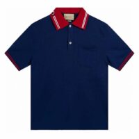 Gucci Men Cotton Piquet Polo Interlocking G Side Vents Short Sleeves (10)