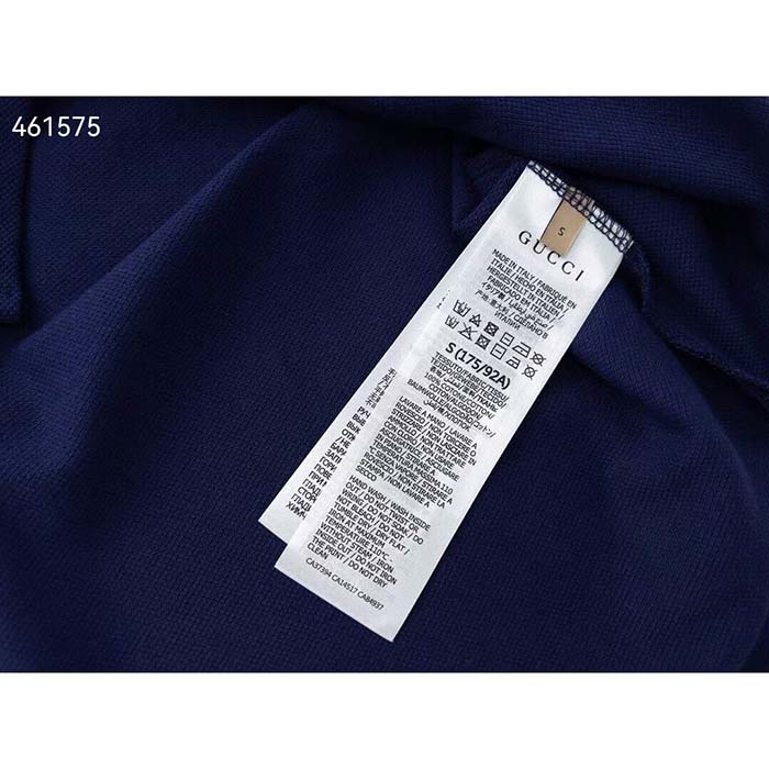 Gucci Men Cotton Piquet Polo Interlocking G Side Vents Short Sleeves