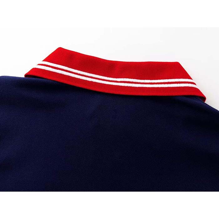 Gucci Men Cotton Piquet Polo Interlocking G Side Vents Short Sleeves
