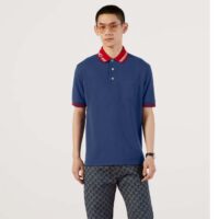 Gucci Men Cotton Piquet Polo Interlocking G Side Vents Short Sleeves (10)