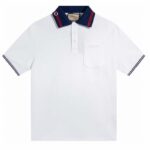 Gucci Men Cotton Piquet Polo Interlocking G White Side Vents Short Sleeves - Image 2
