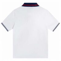 Gucci Men Cotton Piquet Polo Interlocking G White Side Vents Short Sleeves