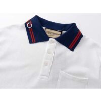 Gucci Men Cotton Piquet Polo Interlocking G White Side Vents Short Sleeves