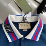 Gucci Women Cotton Piquet Polo Square GG Blue Collar Short Sleeves - Bild 6