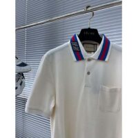 Gucci Men Cotton Piquet Polo Square GG Collar Short Sleeves (6)