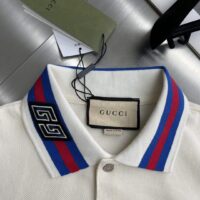 Gucci Men Cotton Piquet Polo Square GG Collar Short Sleeves (6)