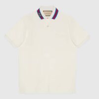 Gucci Men Cotton Piquet Polo Square GG Collar Short Sleeves (6)