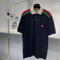 Gucci Men Cotton Polo Interlocking G Black Short Sleeves Regular Fit (2)