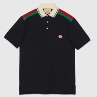 Gucci Men Cotton Polo Interlocking G Black Short Sleeves Regular Fit (2)