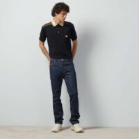 Gucci Men Cotton Polo Interlocking G Black Short Sleeves Regular Fit (2)