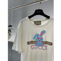 Gucci Women GG Cotton Jersey Printed T-Shirt White Crewneck Short Sleeves (8)