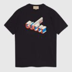 Gucci Herren GG Baumwolljersey T-Shirt Schwarz Rundhalsausschnitt Kurze Ärmel