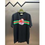 Gucci Men GG Cotton Jersey T-Shirt Print Black Crewneck Short Sleeves - Image 2