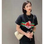 Gucci Women GG Cotton Jersey T-Shirt Print Black Crewneck Short Sleeves - Imagen 11