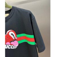 Gucci Men GG Cotton Jersey T-Shirt Print Black Crewneck Short Sleeves (5)