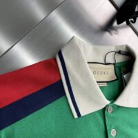 Gucci Men GG Cotton Polo Interlocking G Green Short Sleeves Chest Pocket (2)