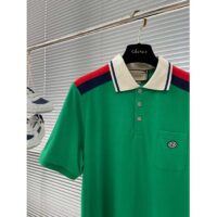 Gucci Men GG Cotton Polo Interlocking G Green Short Sleeves Chest Pocket (2)