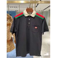 Gucci Men GG Cotton Polo Interlocking G Short Sleeves Chest Pocket (4)