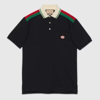 Gucci Men GG Cotton Polo Interlocking G Short Sleeves Chest Pocket (4)