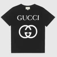 Gucci Men GG Oversize T-Shirt Interlocking G Black Cotton Jersey (4)