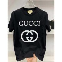 Gucci Men GG Oversize T-Shirt Interlocking G Black Cotton Jersey (4)