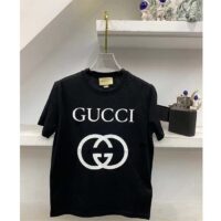 Gucci Men GG Oversize T-Shirt Interlocking G Black Cotton Jersey (4)