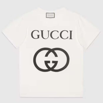 Gucci Men GG Oversize T-Shirt Interlocking G Off-White Cotton Jersey