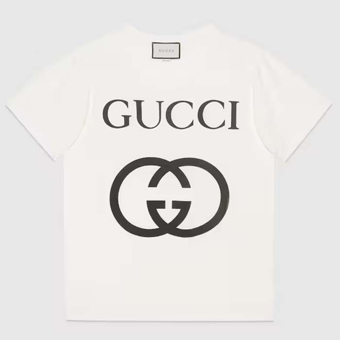 Gucci Men GG Oversize T-Shirt Interlocking G Off-White Cotton Jersey