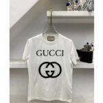 Gucci Women GG Oversize T-Shirt Interlocking G Off-White Cotton Jersey - Image 2
