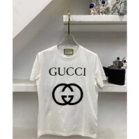 Gucci Men GG Oversize T-Shirt Interlocking G Off-White Cotton Jersey (1)