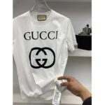 Gucci Women GG Oversize T-Shirt Interlocking G Off-White Cotton Jersey - Image 4